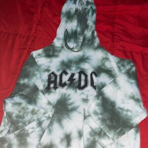 AC/DC green and white tie dye graphic hoodie